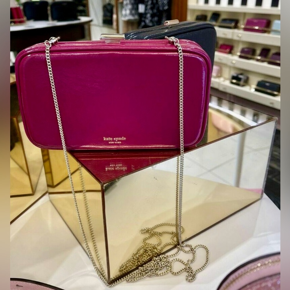 NWOT Kate Spade New York Tonight Crinkle Patent Clutch in Raspberry